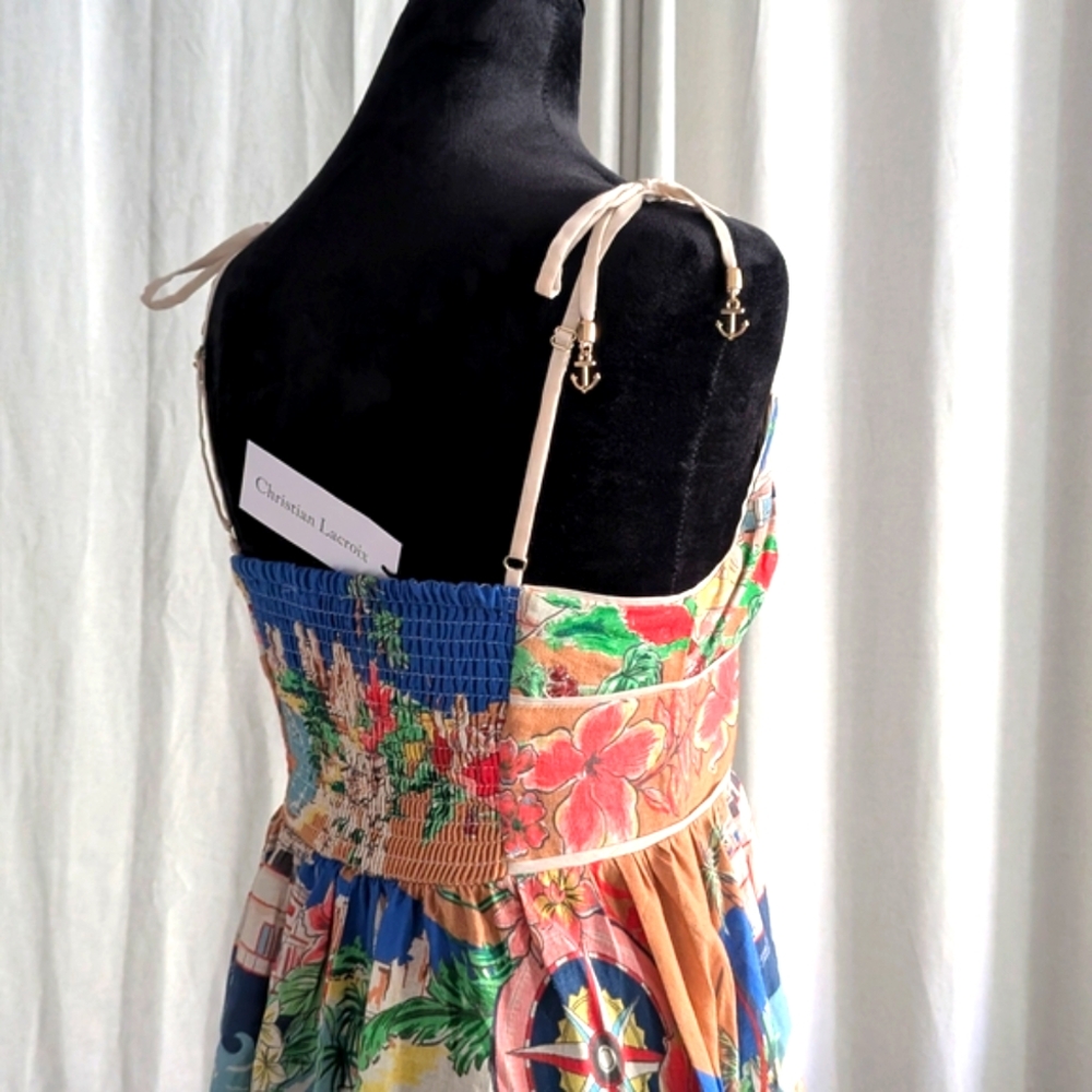 Christian Lacroix Pink Blue Spaghetti Strap Sundress - Picture 9 of 12